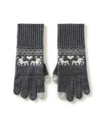 100% pure cashmere jacquard gloves with touchscreen fingertips. Classic knit, wrist-length warmth for women this winter.