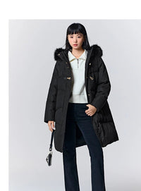 Fur Collar Hooded Long Down Jacket