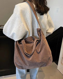 Vintage Suede Shoulder Tote Bag