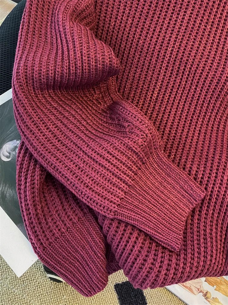 Round-Neck Oversized Knitted Pullover