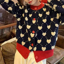 Ugly Sweater Heart Detail Knitted Short Cardigan