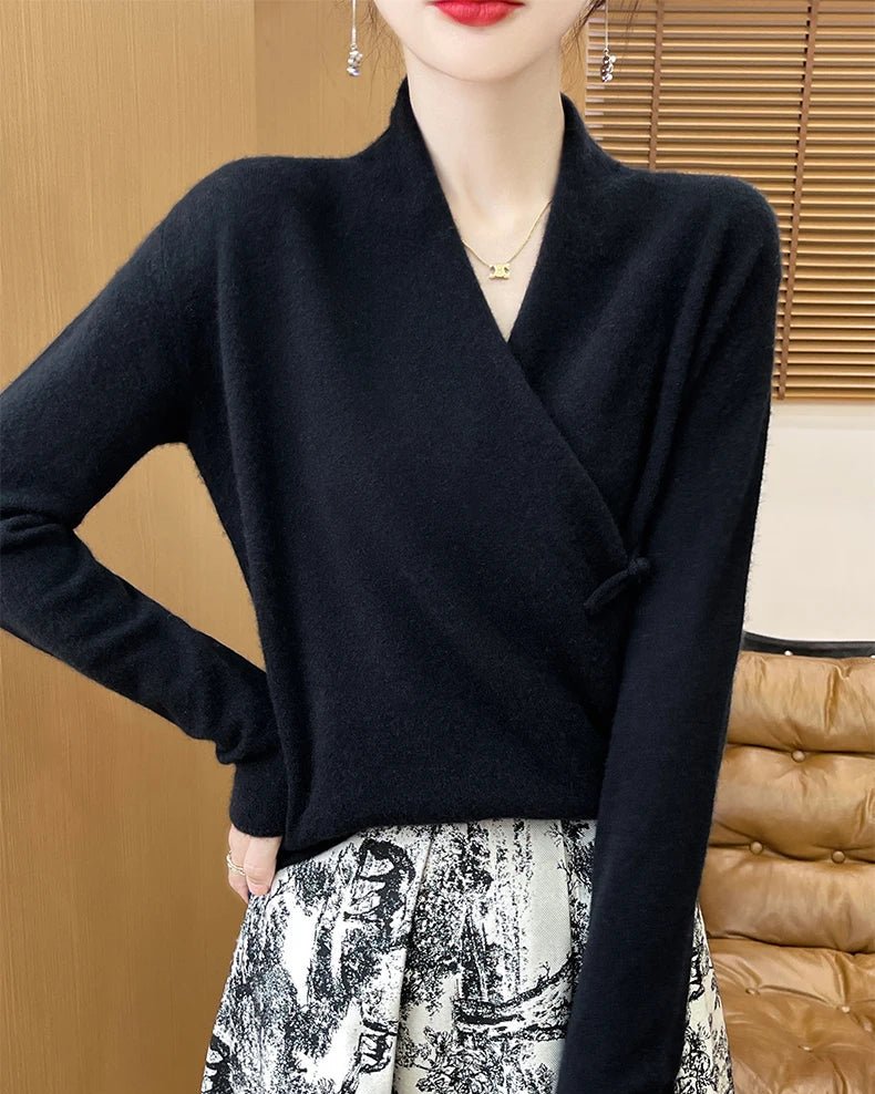 Loose And Soft V-Neck Wool Knit Cardigan