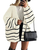Solid V-Neck Loose Long Knit Cardigan Coat