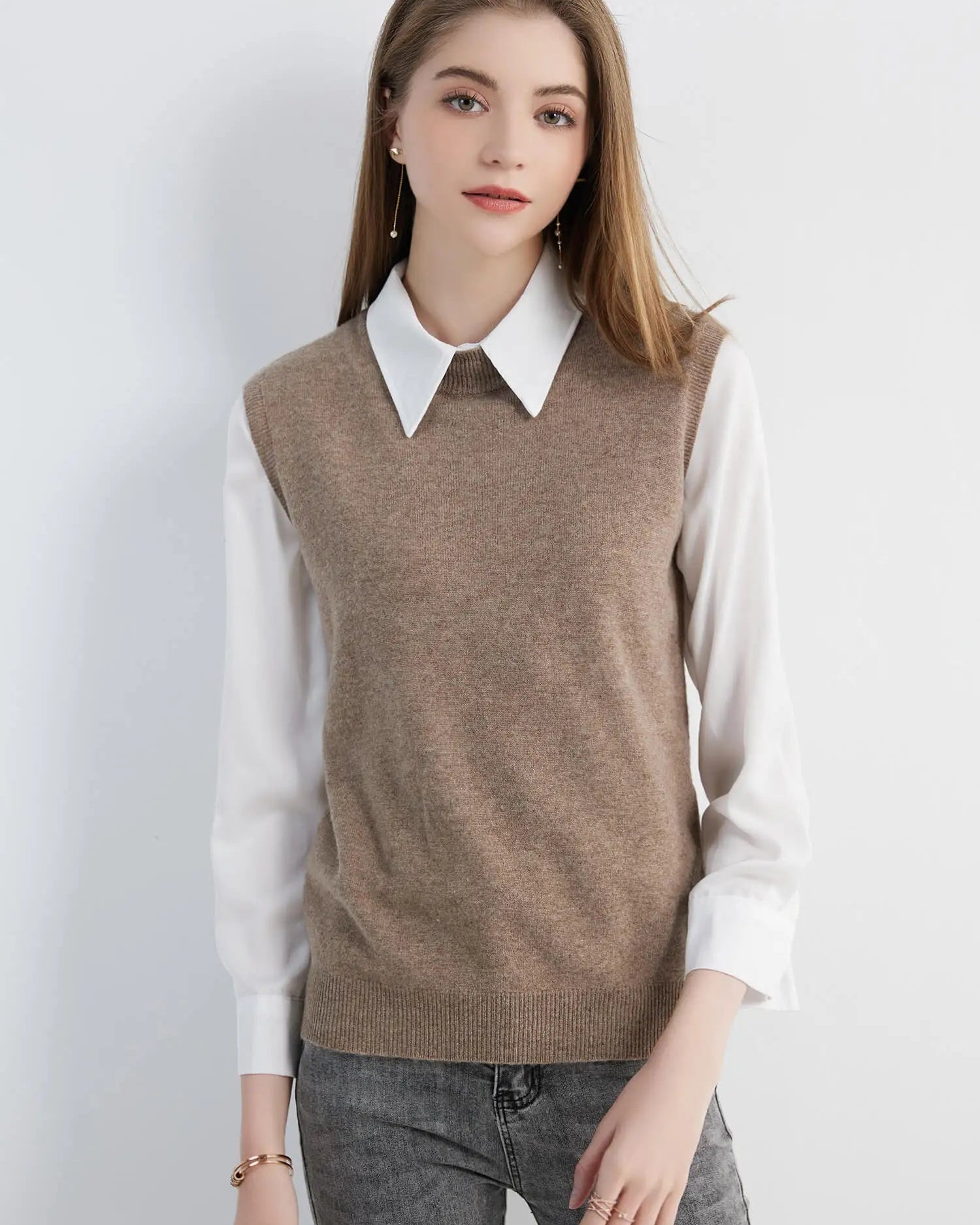 Merino Wool Sleeveless Knit Vest