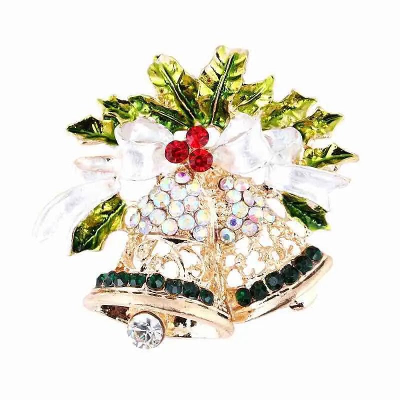 Crystal Bell Christmas Brooches