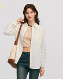 Mid-Length Loose Corduroy Long-Sleeved Shirt