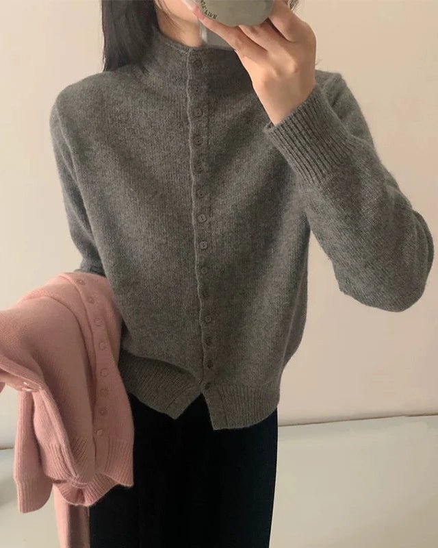 Comfortable Stand-Collar Single-Breasted Sweater