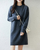 Longline Merino Wool Crewneck Sweater