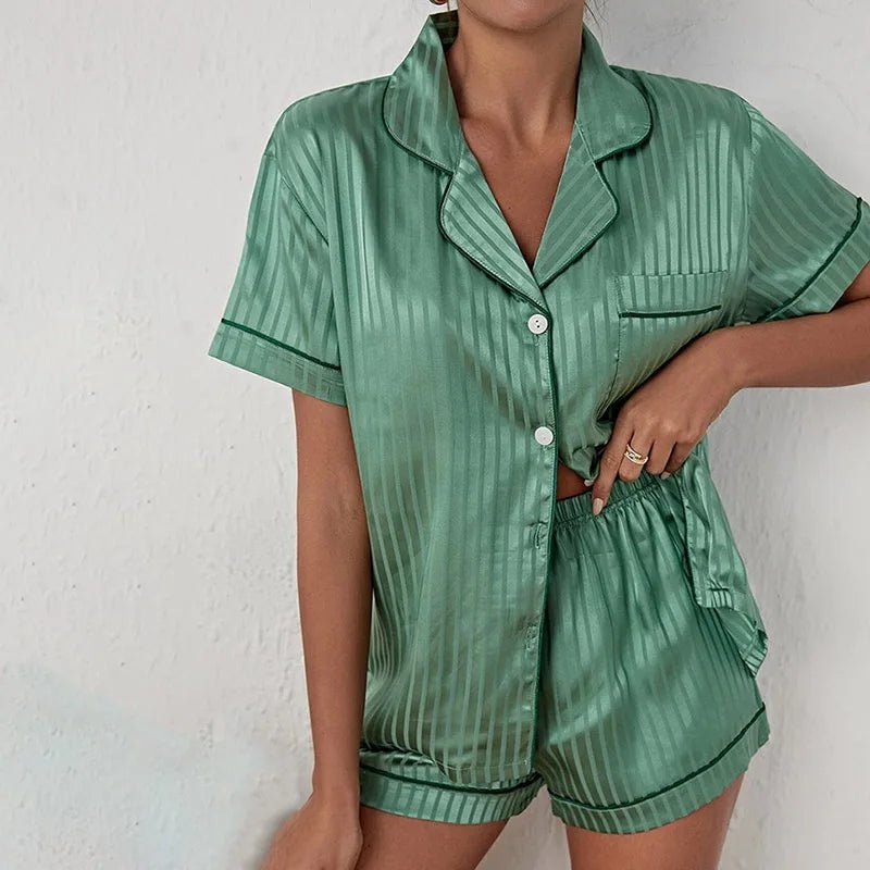 Satin Shorts Pajamas Two Piece Set