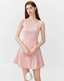 Square Neck Sleeveless Flared Mini Dress