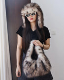 Leopard Faux Fur Baguette Shoulder Bag