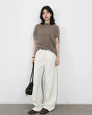 Wool Cashmere Turtleneck Sleeveless Loose Knit Sweater