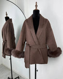 Double-Faced Wool Blend Short Coat