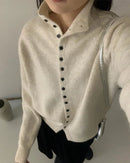 Comfortable Stand-Collar Single-Breasted Sweater