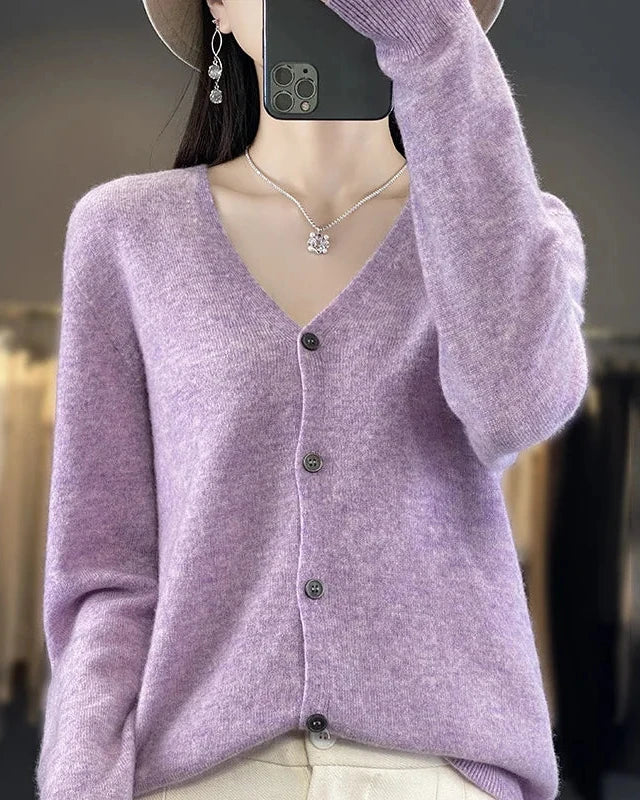 Merino Wool V-Neck Cardigan