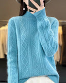 Diamond-Knit Wool Mock-Neck Sweater