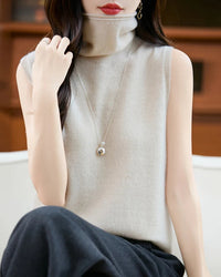 Wool Turtleneck Sleeveless Knit Vest