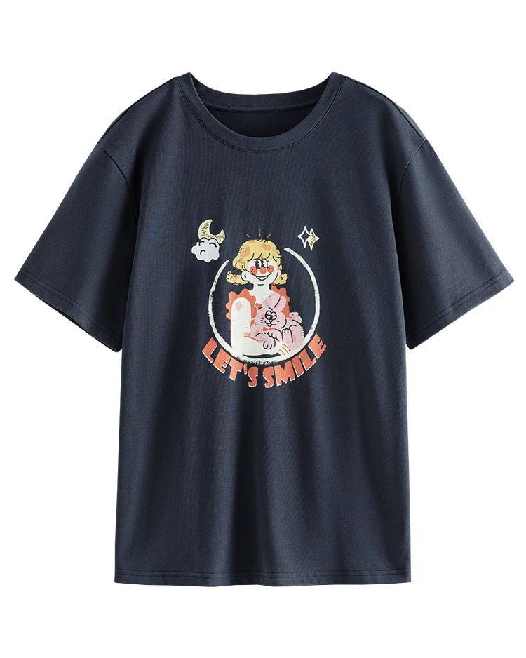 Casual Loose-Fitting Printed Short-Sleeved T-Shirt