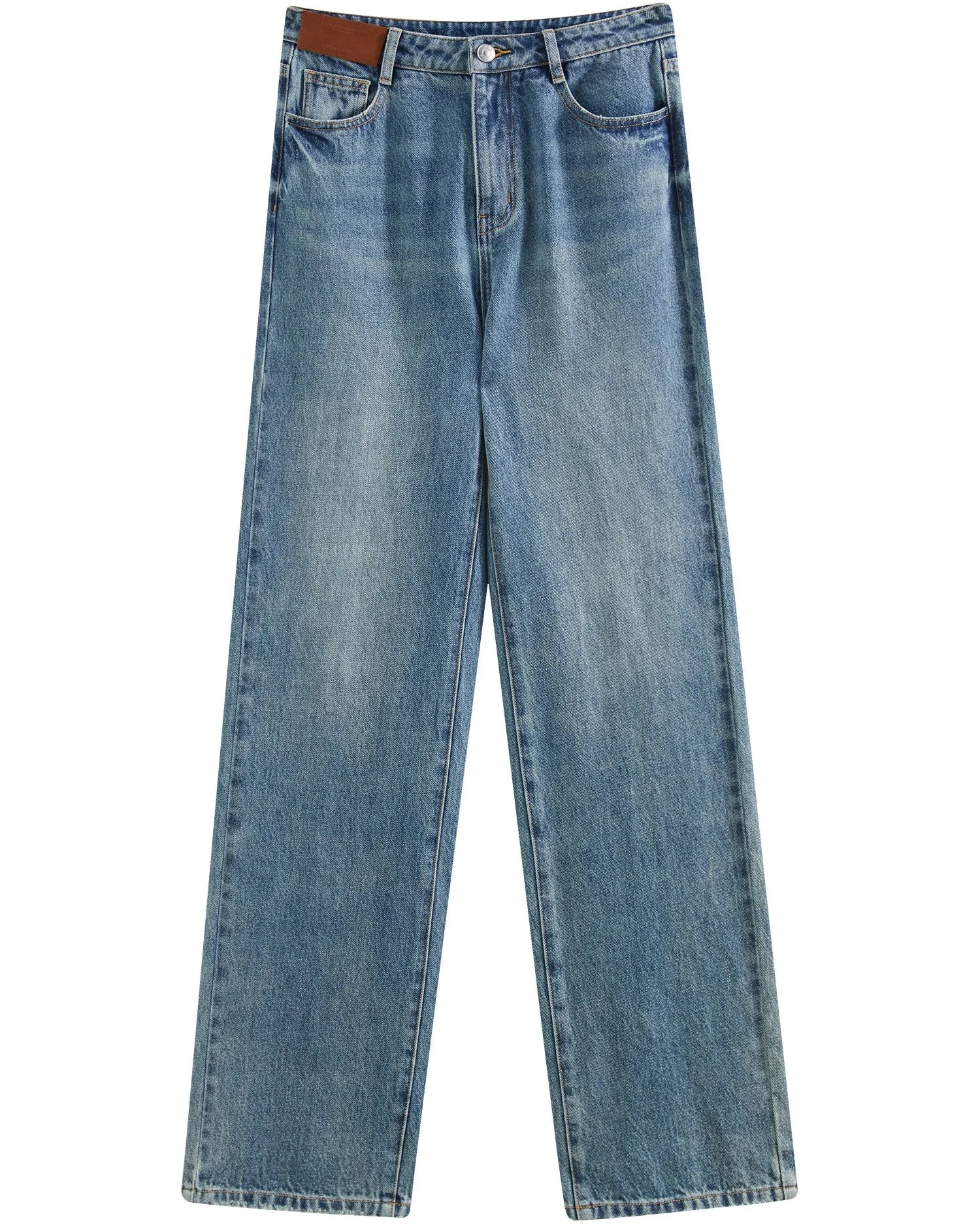 Casual And Stylish High-Waisted Straight-Leg Jeans