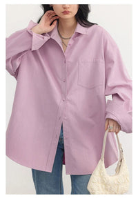 Oversized Long-sleeved Cotton Shirt