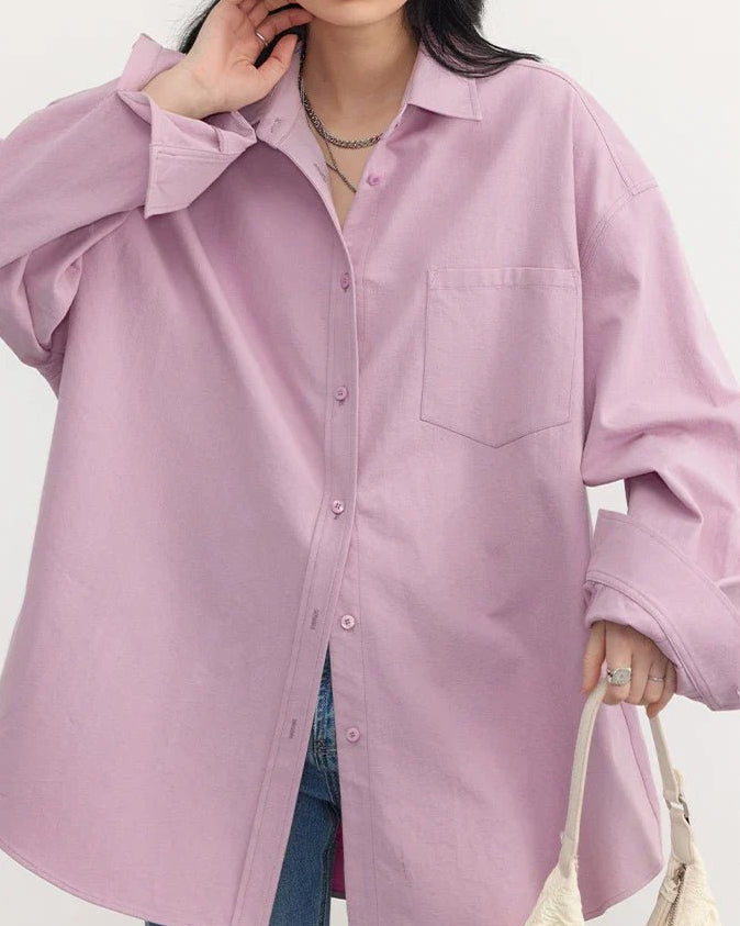Oversized Long-sleeved Cotton Shirt