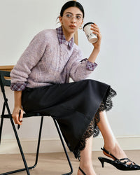 Elegant And Simple Straight-Cut Lace-Trimmed Dress