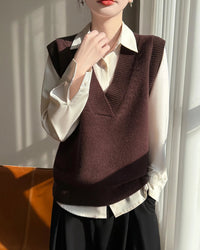 Deep V Neck Wool Vest