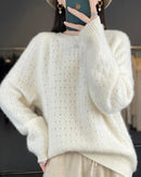Merino Wool Jacquard Cut-Out Knit Pullover