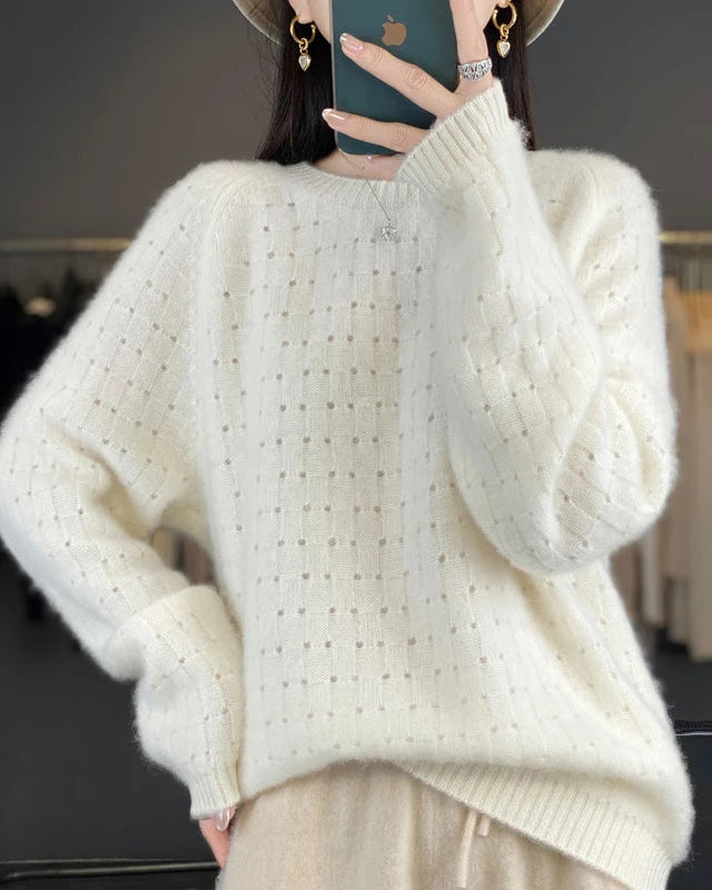 Merino Wool Jacquard Cut-Out Knit Pullover