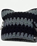 Striped Crochet Cat-Ear Beanie