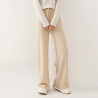 100% Merino Wool Knitted Wide Leg Trousers