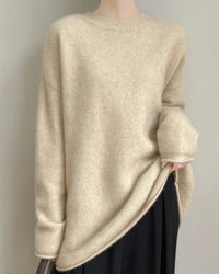 Longline Cashmere Crewneck Sweater