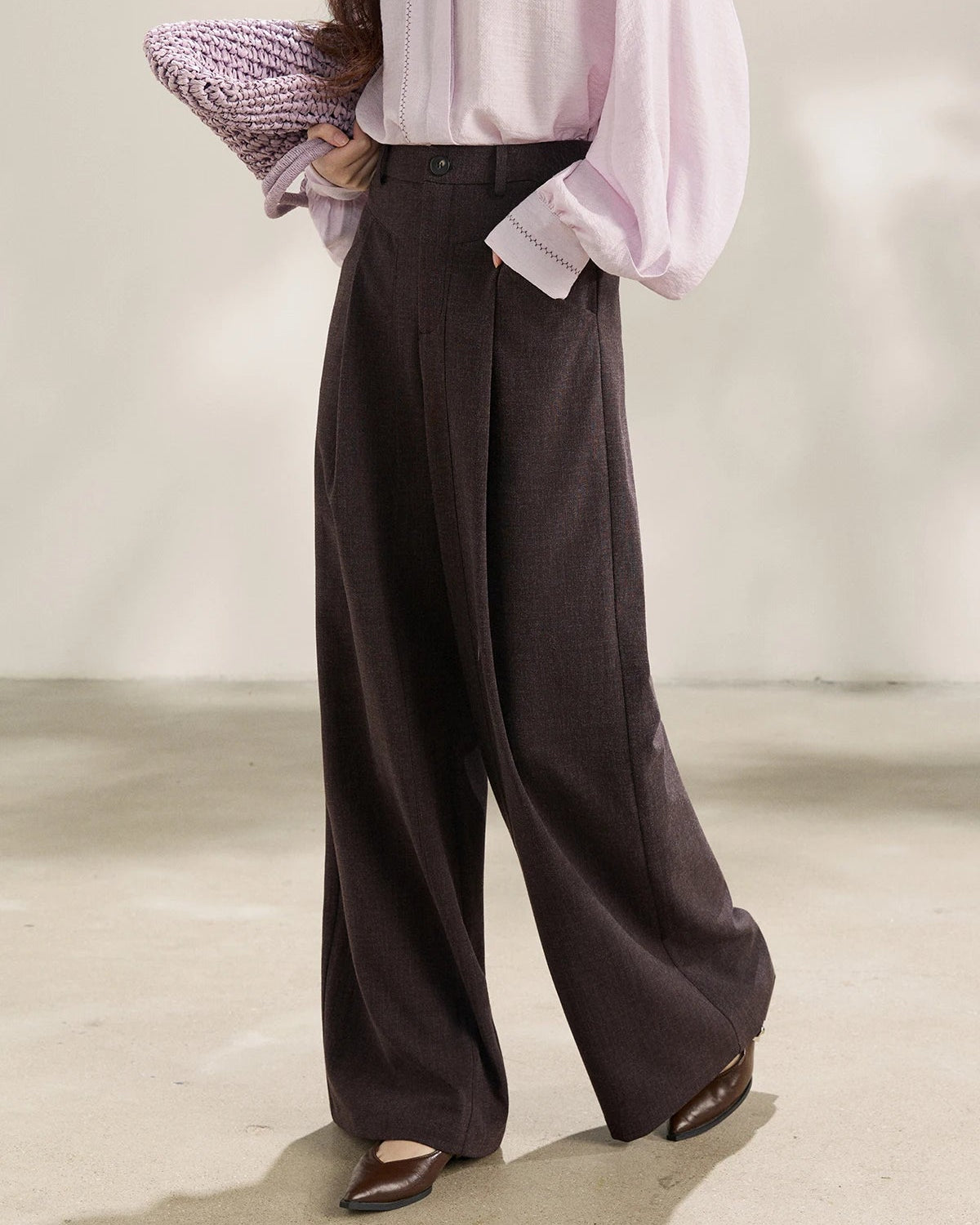 High-Waist Pleated Wide-Leg Trousers