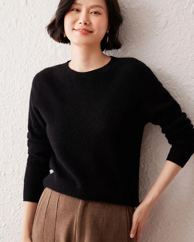 Cashmere Knitted Long-Sleeved Crew Neck Sweater