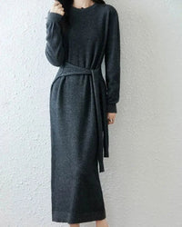 Merino Wool Belted Knit Dress