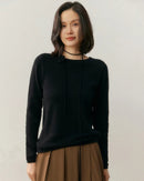 Cashmere Rolled-Up Round Neck Loose Sweater