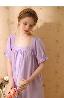Palace Style Short Sleeve Cotton Pajama Dress