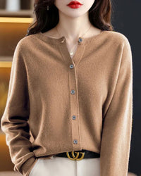 Merino Wool Crew Neck Cardigan