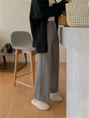Drawstring Ribbed Knitted Wide Leg Sweatpants