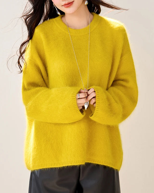 Relaxed-Fit Crewneck Knitted Pullover