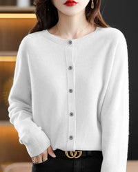 Merino Wool Crew Neck Cardigan