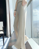 Merino Wool Slit Wide-Leg Trousers