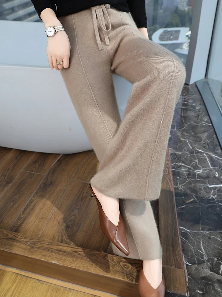 Cashmere Knit Wide Leg Pants