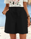 High-Waisted Linen Drawstring Shorts