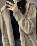 Long Wool Twisted Knit Cardigan Sweater