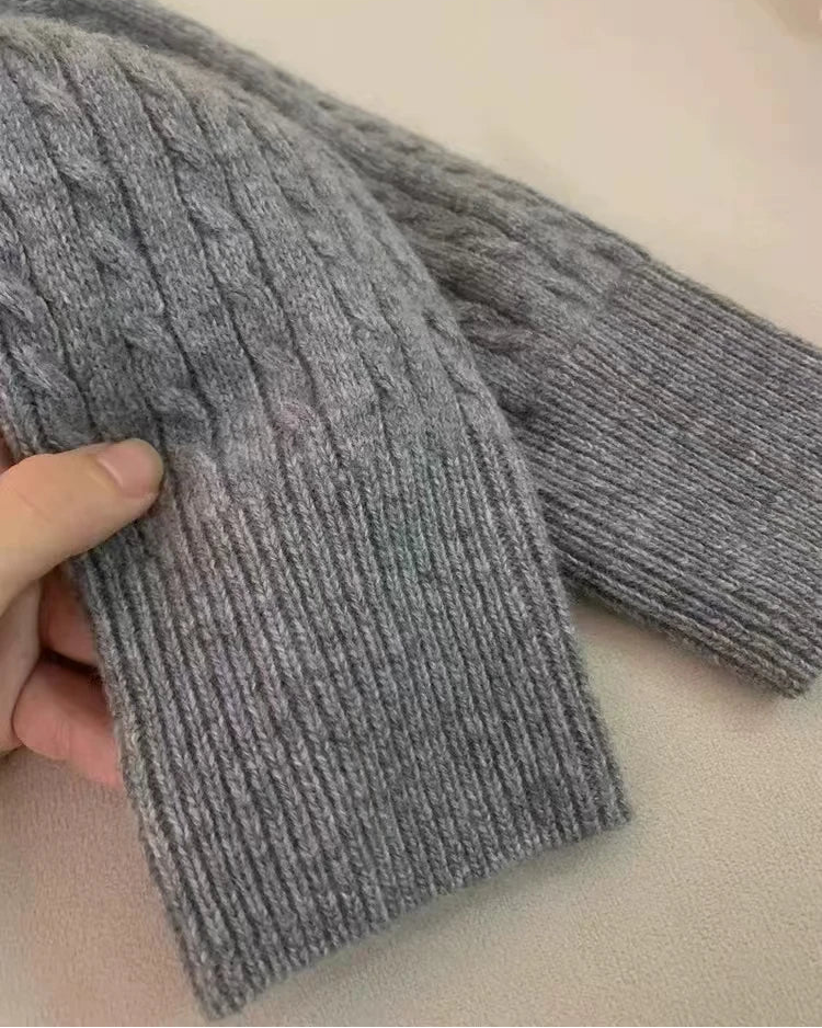 Cashmere Cable-Knit Gold Button Cardigan