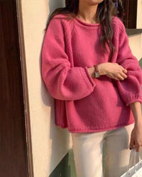 Cashmere Rolled Neck Knit Sweater
