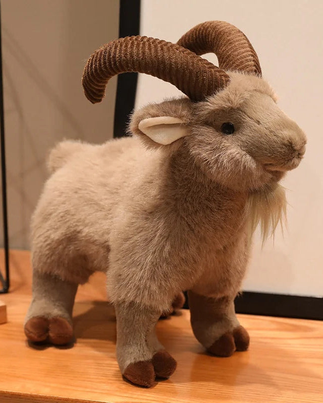 Cute bighorn goat plush stuffed pendant toy with PP cotton filling. CE certified, in 16 cm and 30 cm — a lovely plushie doll and birthday gift for friends.