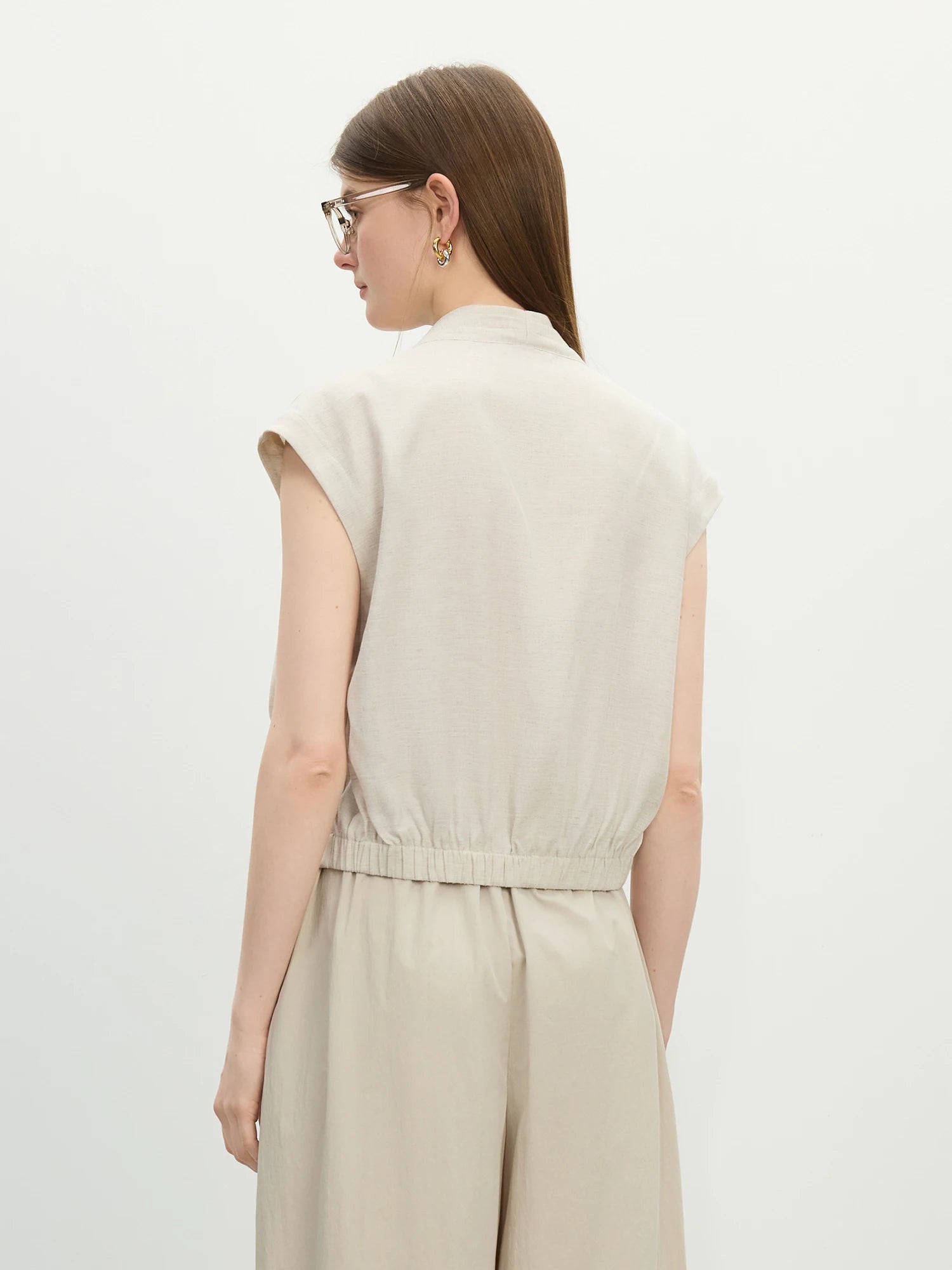 Linen V-Neck Casual Shirt