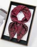 Printed square scarf shawl and headband, 70x70cm, 100% polyester. Lightweight and versatile — wear as a scarf, shawl, hair band, or hijab wrap.